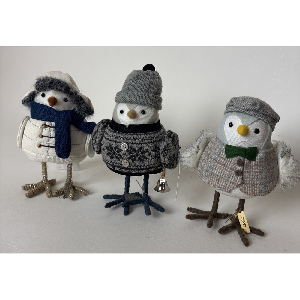 Lot of 3 TARGET Fabric Bird Figurines Forrest Dewy and Varma spritz winter theme